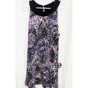 NWT Essentials by Milano Women’s Size 6 Purple Abstract Floral Pleated Midi